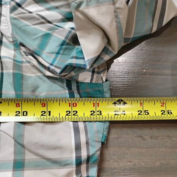 Columbia PFG Shirt Mens L Green Tan Plaid Super Bahama Omni Shade Long Sleeve - Picture 7 of 13